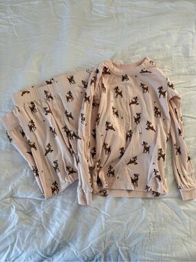 PETIT LEM Light Pink Reindeer Pajama Set